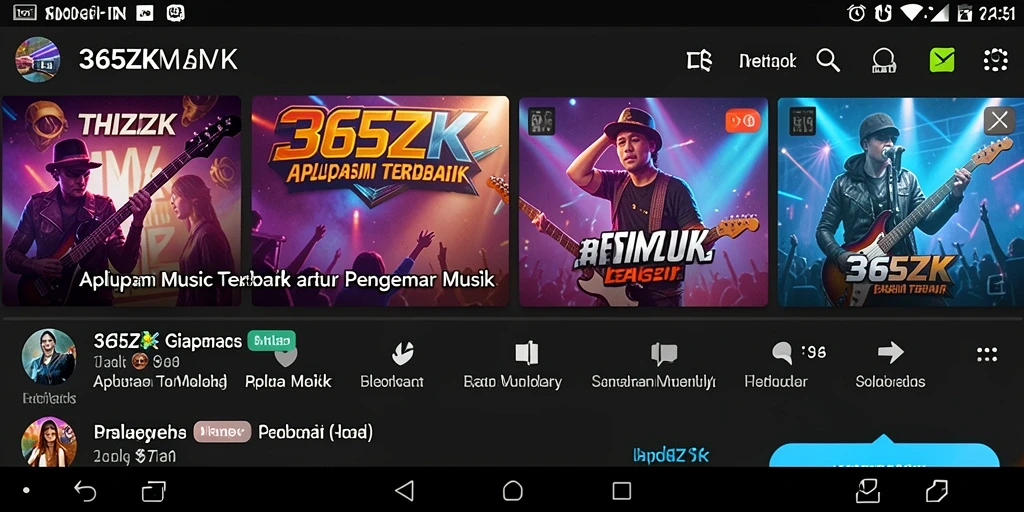 Tampilan antarmuka 365ZK dengan berbagai pilihan musik.