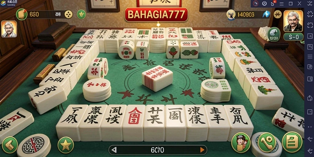 Screenshot game BAHAGIA777 menampilkan gameplay Mahjong yang seru.