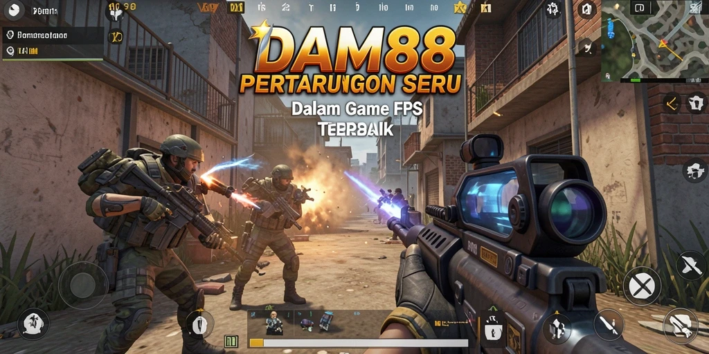 Screeenshot dari gameplay DAM88 yang menampilkan aksi tembak-menembak yang seru.