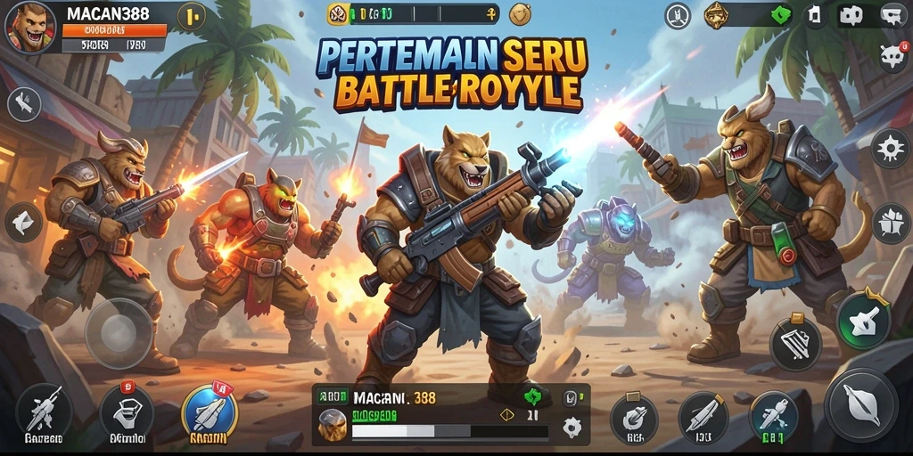 Tampilan seru gameplay <strong>MACAN388</strong> saat pertempuran Battle Royale.