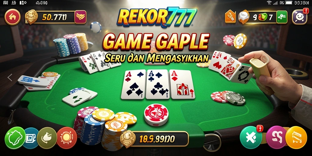 Tampilan gameplay seru dan interaktif dari REKOR777 Game Gaple.