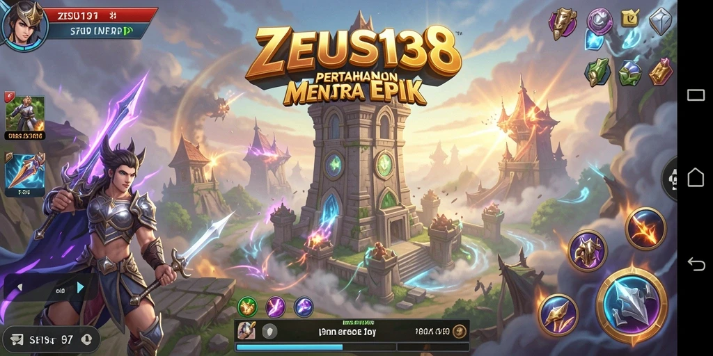 Tampilan gameplay yang menegangkan dalam ZEUS138 Tower Defense.